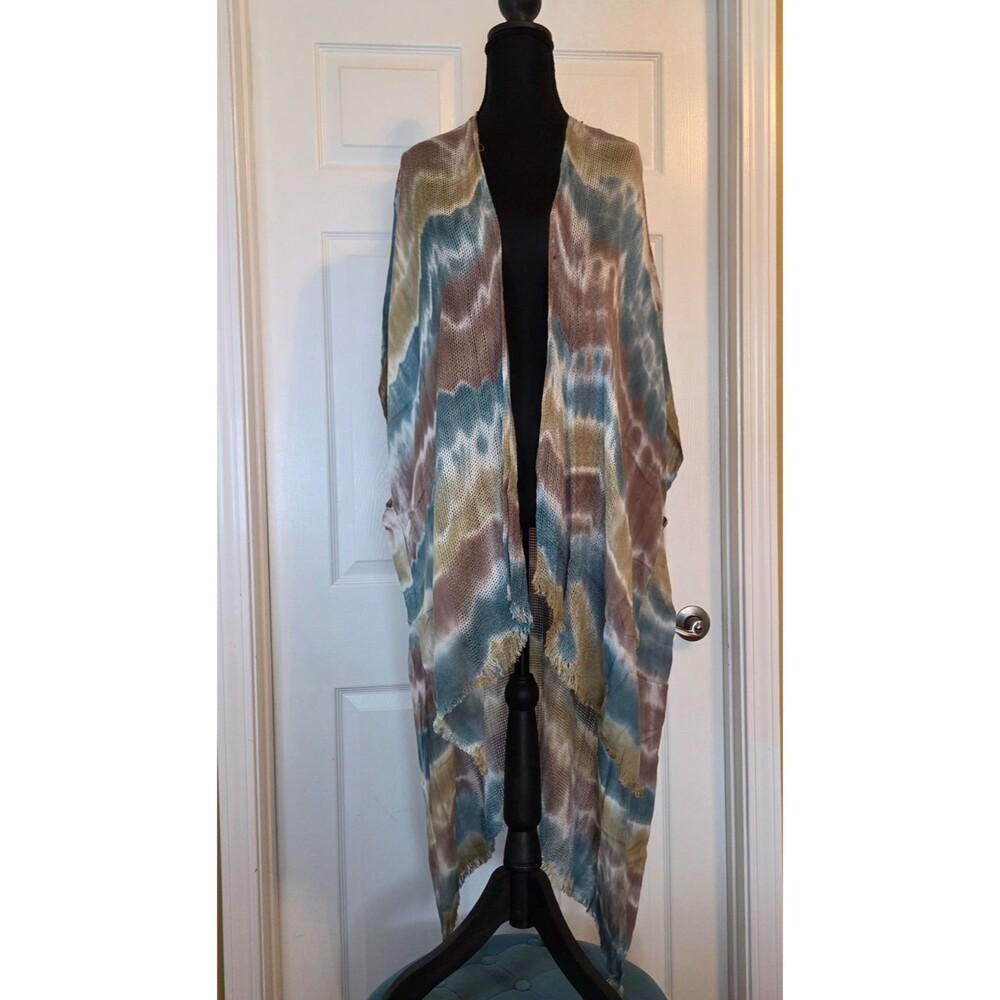 Tie Dye Womens ONE SIZE Knit Oversized Ruana - Bohemian Lagenlook Hippie
